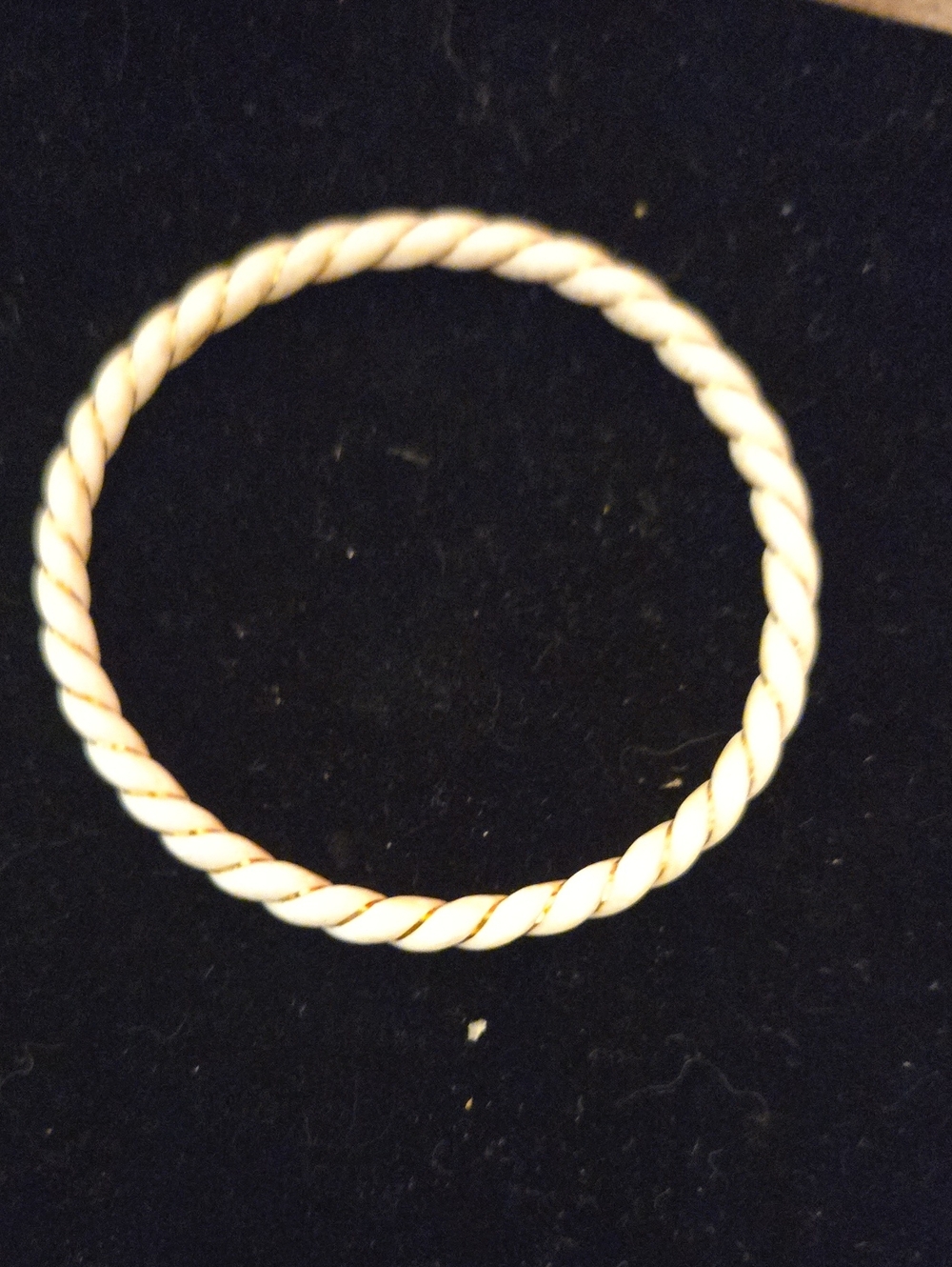 Vintage French Ivory Celluloid Twisted Bangle Bracelet with 14K Gold Accent